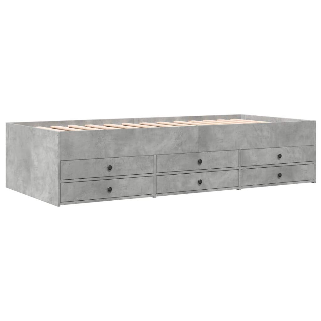 Daybed with Drawers Without Mattress Concrete Grey 100x200 Cm