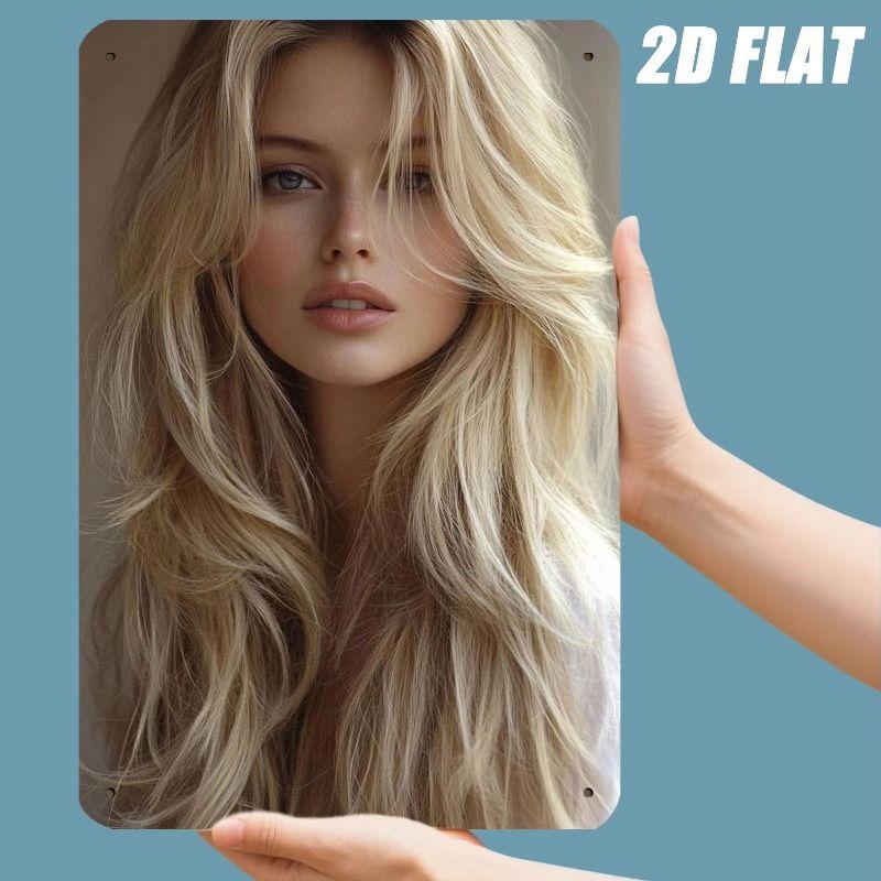 Vintage Kvinlig Silhuett Metall Logotyp för Bar & Garage