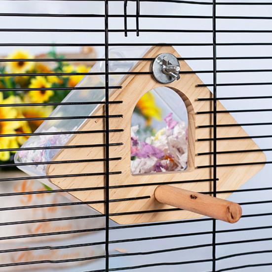 Yousheng Bird Nest Transparent Wood Bird House with Perch Easy Installation Hanging Bird Nesting Box Bird Cage Accessories