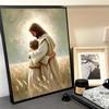 Jezus God Lam Engel Jongen Meisjes Bidden Bijbel Minimalistische Esthetiek Print Canvas Schilderij voor Woonkamer Moderne Woondecoratie