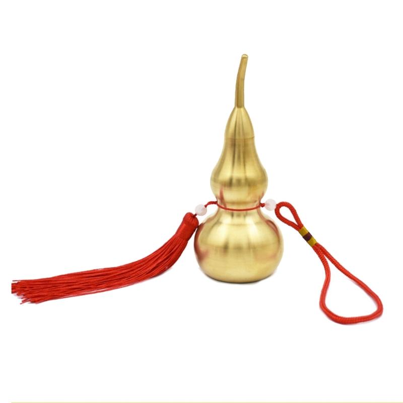 Antique Copper Gourd Hanging Decors Metal Ornament Lucky Tassels Charm Perfect for Living Room Office Car Interior
