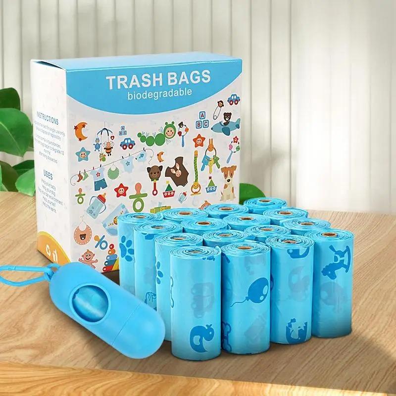 12/16 Rolls Diaper Waste Bags With Dispenser Tear-resistant Odor-proof Cleaning Sack Portable Toddler Supplies For Daycare Center