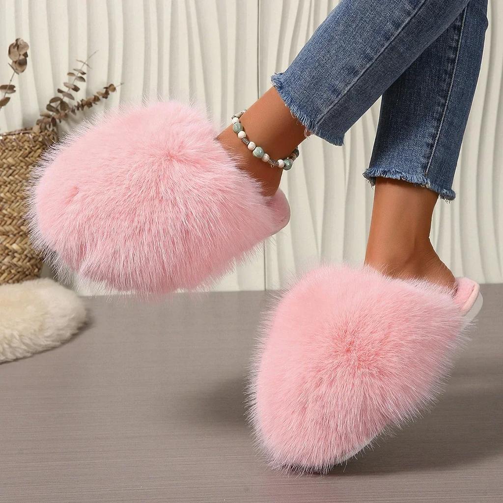 Innovative Indoor Slippers for Women Anti-slip Round Head Keep Warm One Kick Shoes for Women Suede 2024 New Light Home Slipper