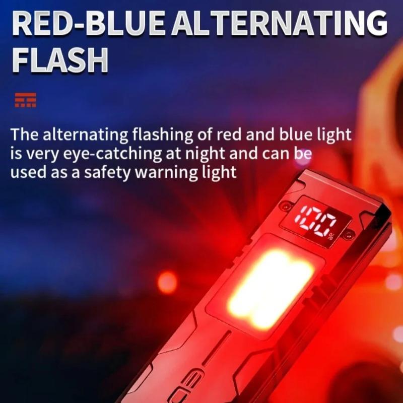 Multi-function EDC LED Flashlight Ultra Thin Mini Pocket Torch with Real Time Power Display Handy Light for Inspection