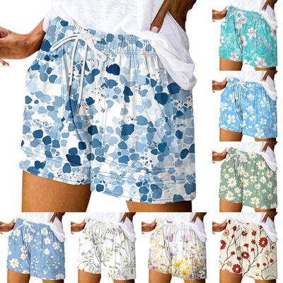 Women's Casual Summer Elastic Beach Shorts Print Casual Shorts