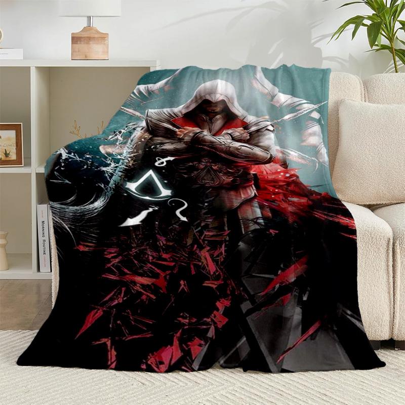 1PC Assass Warrior Flannel Blanket Gift, Suitable for Both Men And Women, Soft Ideal for Beds And Sofa, Birthday Or Christmas Gift