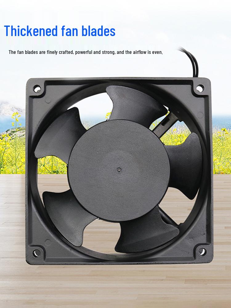220V AC Small Axial Exhaust Fan with Distribution Box for Industrial Cabinet Cooling (12038 8025)