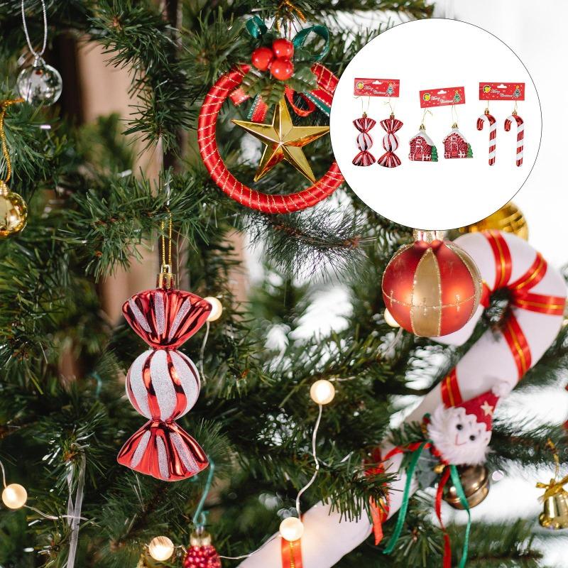 2/4Pcs Cartoon Red Plastic Christmas Ornaments, Xmas Tree Hanging Pendants, Holiday Decorations for Home, Bar, Shop, Wedding & Party
