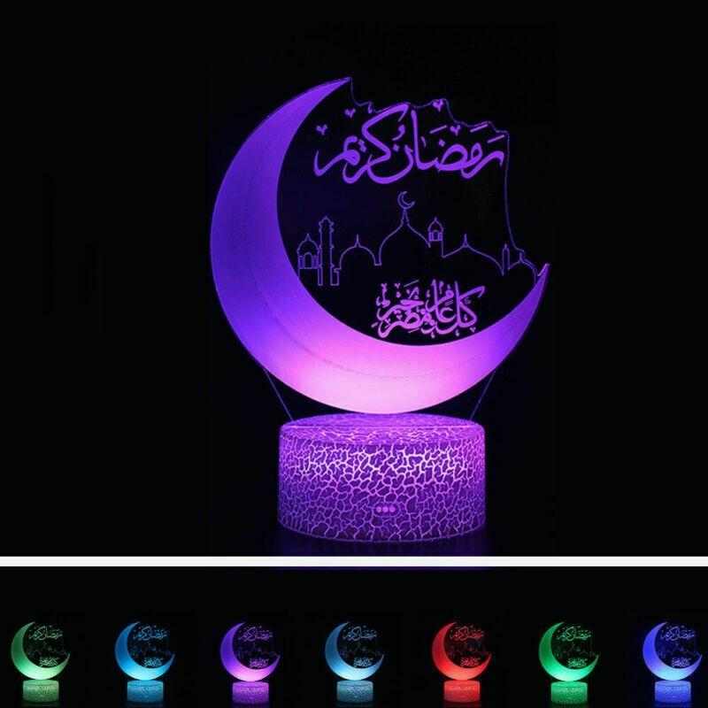 7Colors Touch LED Night Light Eid Mubarak Ramadan Lamp Muslim Islam Table Decor