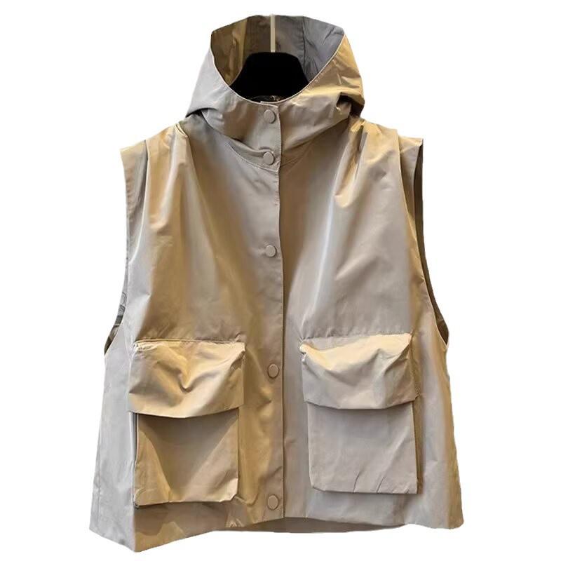 Men's and Women's Hong Kong Style Hooded Vest - Spring & Summer Japanese Casual Loose Fit Outerwear
