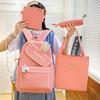 New girl backpack, primary and secondary school schoolbag, make-up bag, four-piece rabbit ear class backpack