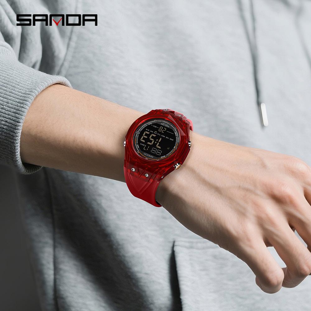 SANDA New 6289 Fashion Student Electronic Watch Sports Multi Functional Waterproof LED Student Electronic Watch Alarm Clock