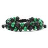 Volcano Lava Tiger Eye Double Row Adjustable Bracelet