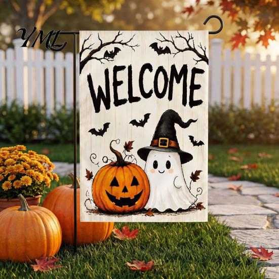 Decorative Pieces for Front Wall Stacked Pumpkin Garden Flag, Burlap Look Fall Outdoor Decor, Accents Indoor Double Sided Holiday Yard Banner,
