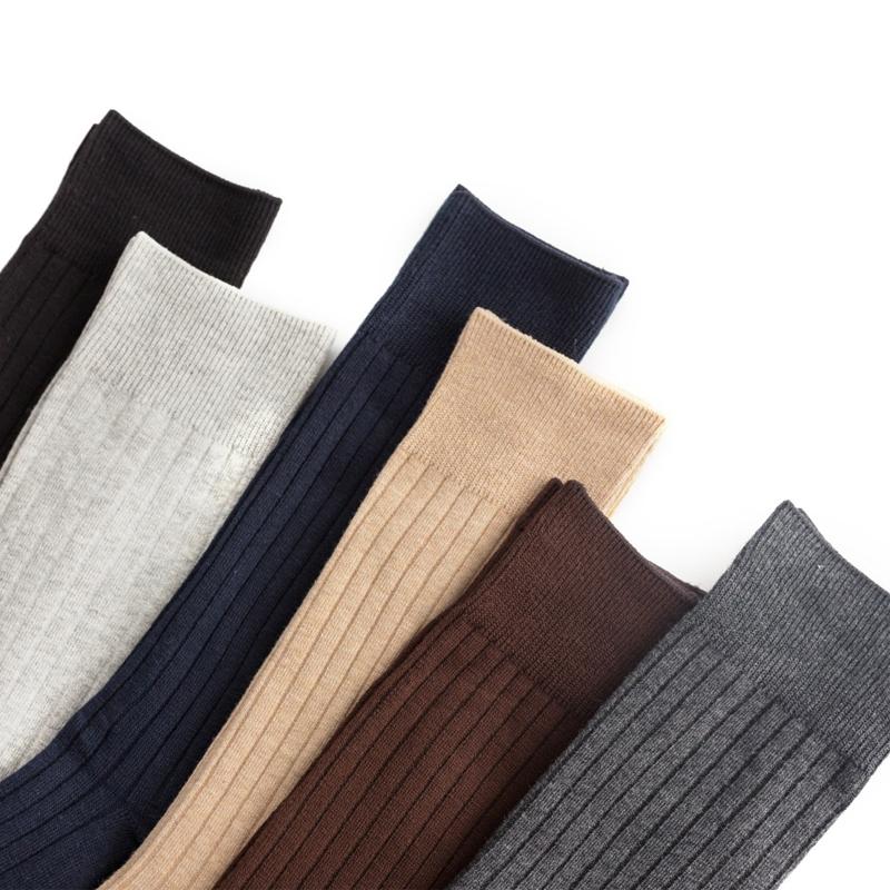 Herren Lange Socken Plus Gekämmte Baumwolle Gestreift Business Atmungsaktiv, Deodorant Partykleid Übergröße Formelle Socken Gentleman EU45-50