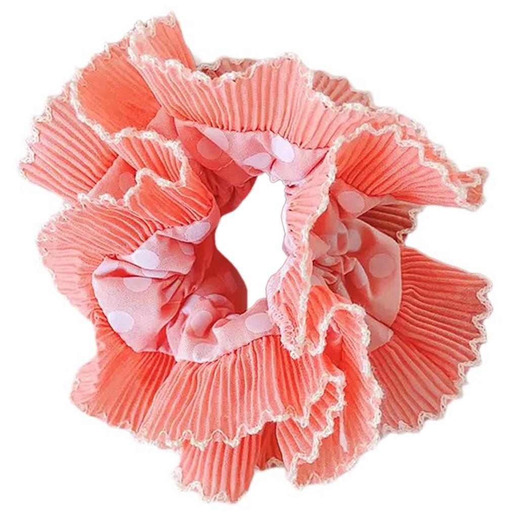 Lace Scrunchies for Women Double Layer Large Elastic Hairbands French Hair Scrunchy Bobbles Soft Hair Accessories