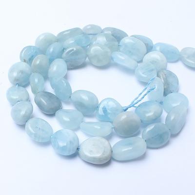Perles naturelles irrégulières en pierre aigue-marine véritable, 8-10mm, pour la fabrication de bijoux, brin de 15 pouces