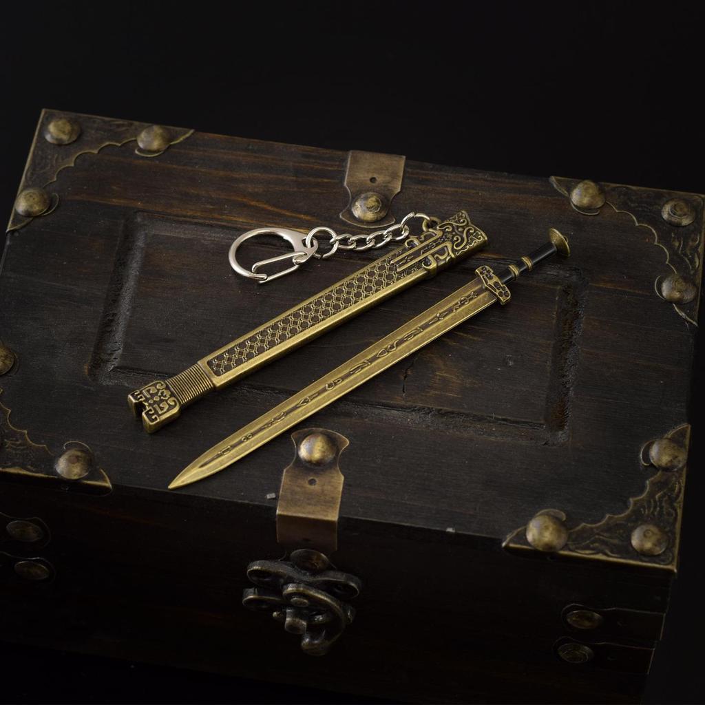 Bronze Miniature Ancient Sword Model - 12cm Unsharpened Metal Toy Weapon