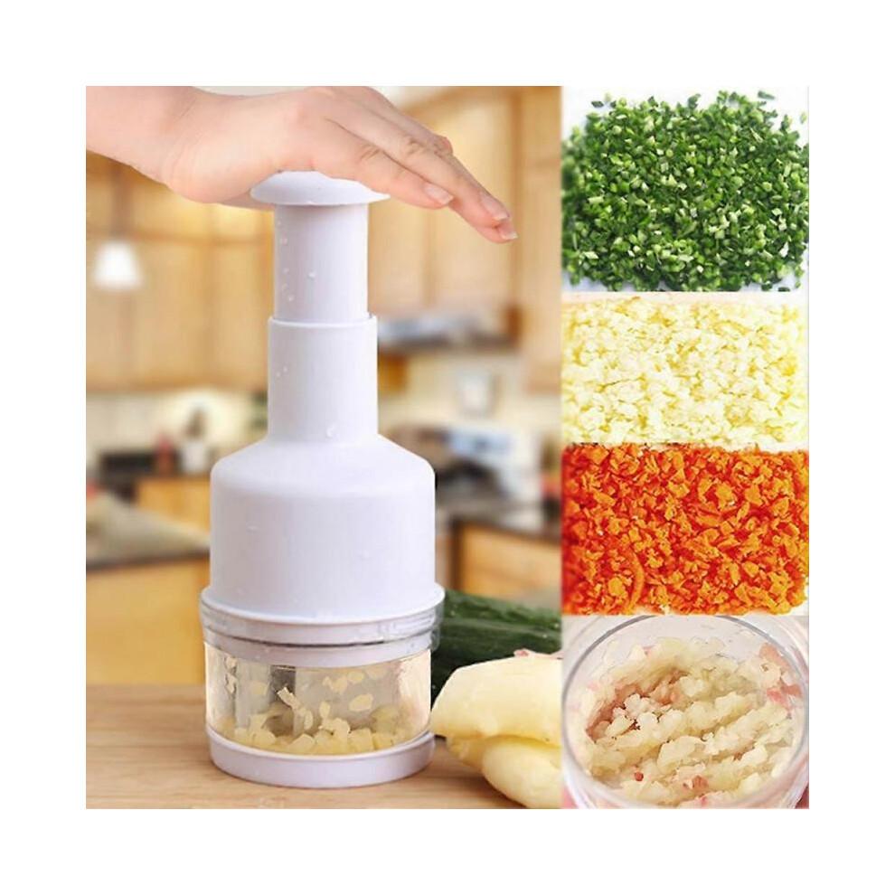 Garlic Hand Press Chopper Cutter for Kitchen Use, Vegetable and Onion Peeler Tool, White Durable Easy To Use
