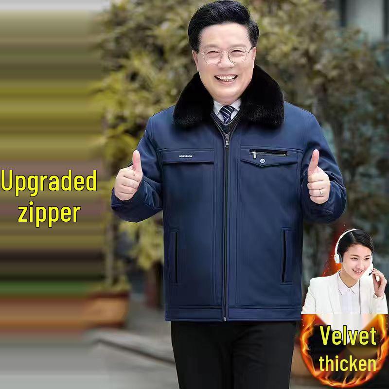 Men's Fleece-Lined Winter Jacket: Thick, Warm, Short Style for Middle-Aged & Elderly – Perfect for Autumn & Winter.