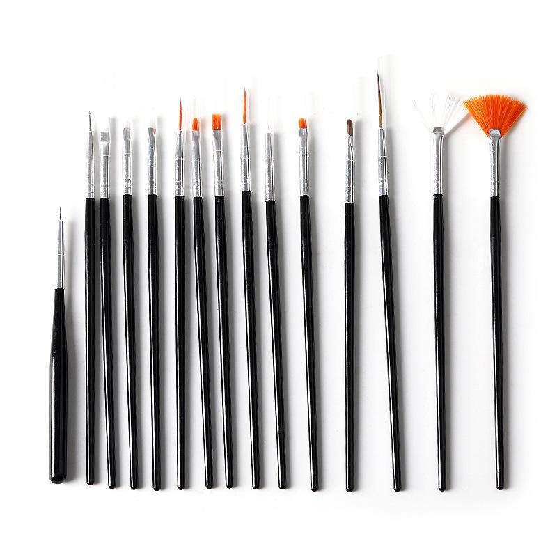 

15-Piece Nail Art Brush Set for Line, Flower, and Dot Painting