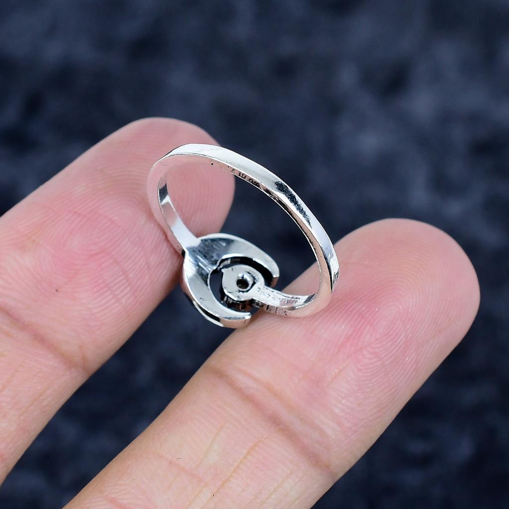 Pearl Gemstone Handmade 925 Sterling Silver Jewelry Ring Size 10 MM-3448