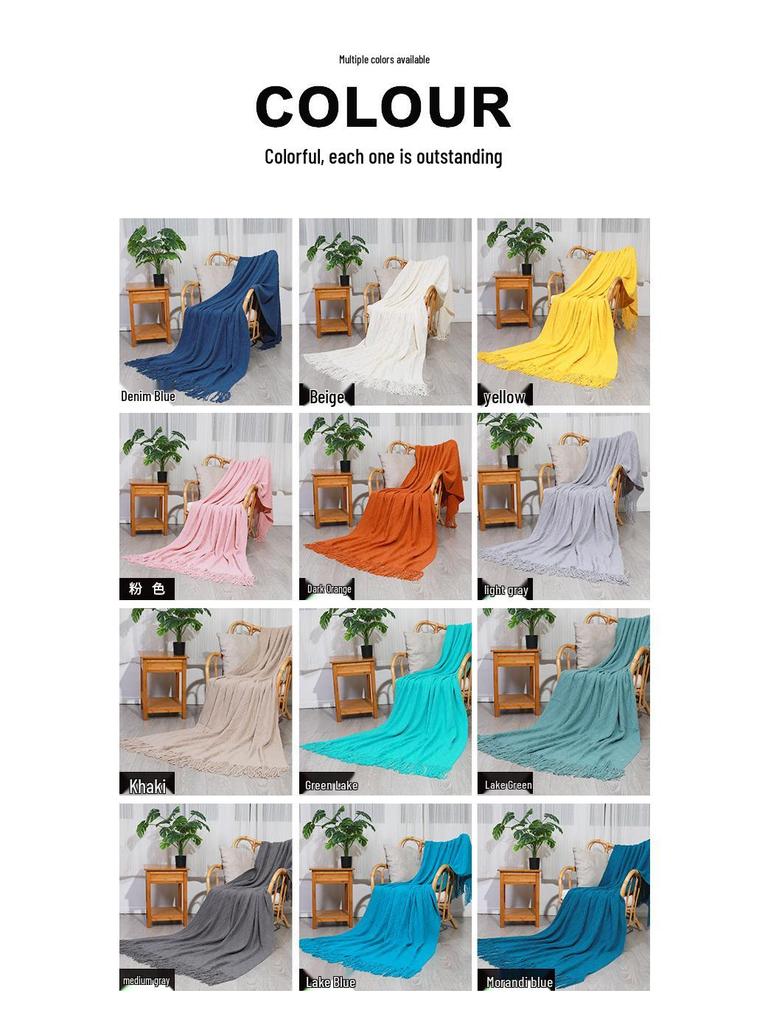 Strickdecke mit Quasten im nordischen Stil - Sofa, Bett oder Nickerchengebrauch