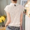Plus Size Women Fashion Lace Crochet Short Sleeve Round Neck Blouse Shirt Top