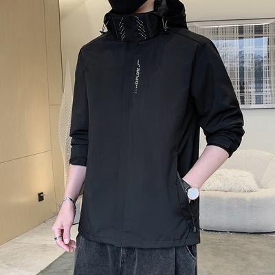 Spring and Autumn Couple Jacket Fashion Removable Hooded Jacket Men's Windproof Waterproof Casual Jacket
