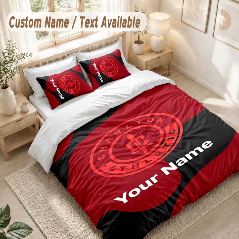 Custom Name Bedding Set 3 PiecesCharlton Athletic Print Duvet Cover + 2 Pillowcases Soft Bed Decor