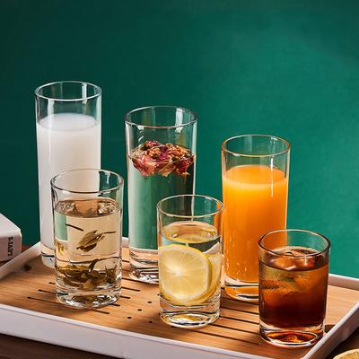 1 pièce Style Avancé Multiples Capacités Tasses à Jus Boissons Résistantes à la Chaleur Rondes en Verre Transparent Tasses à Eau pour Hôtel Restaurant