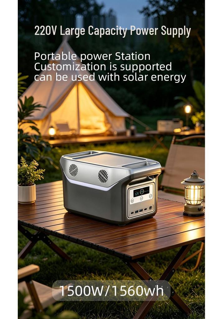 220V Portable Solar Power Supply: 2000W Large Capacity for Household Emergency & Lighting