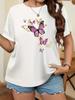 Butterfly Floral Print Women T-Shirt Summer Casual Short Sleeve Crewneck Tops Oversized Boho Flower Graphic Tee Summer Tops