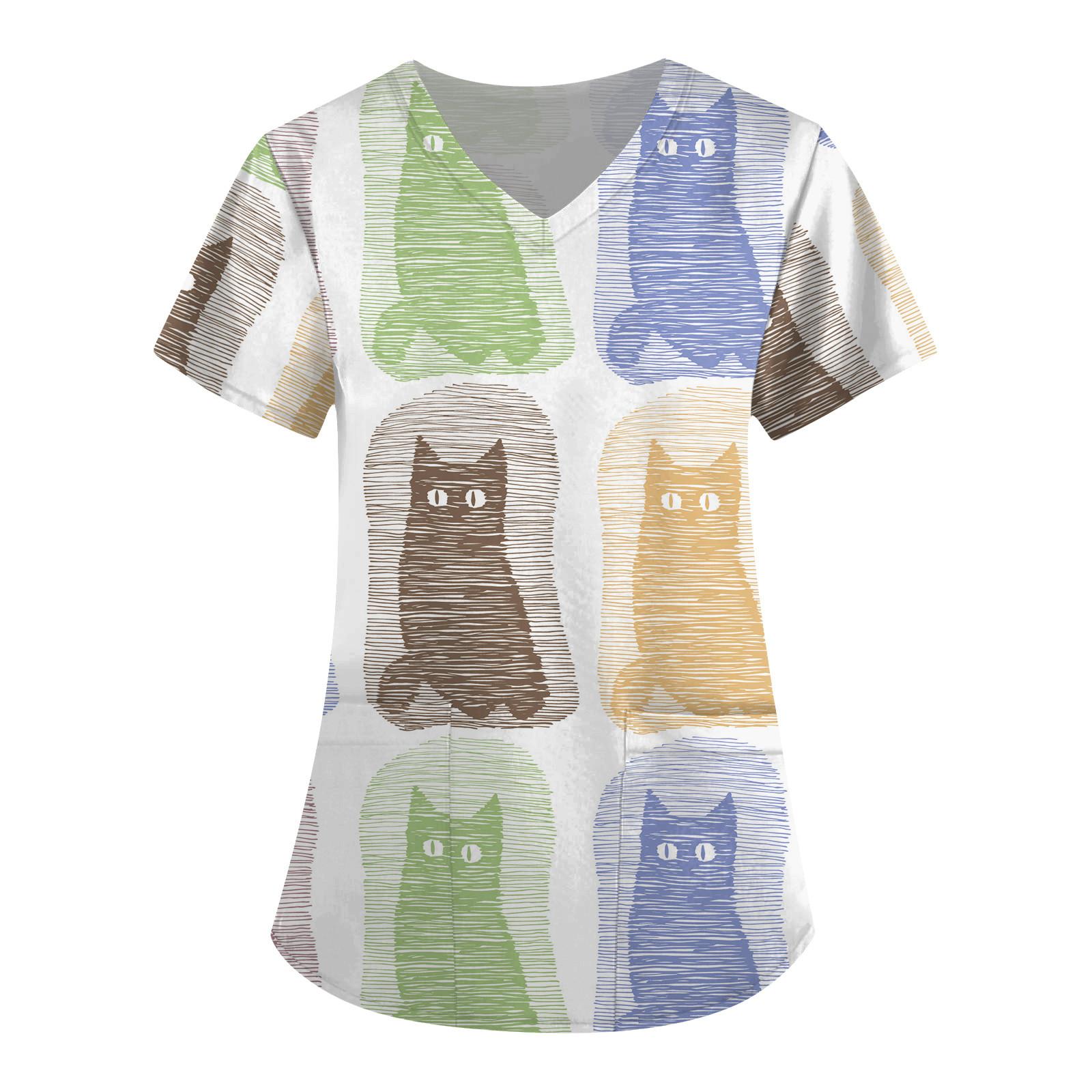 

Женские топы с v-образным вырезом и короткими рукавами с персонализированным принтом, рабочие футболки L зелёный