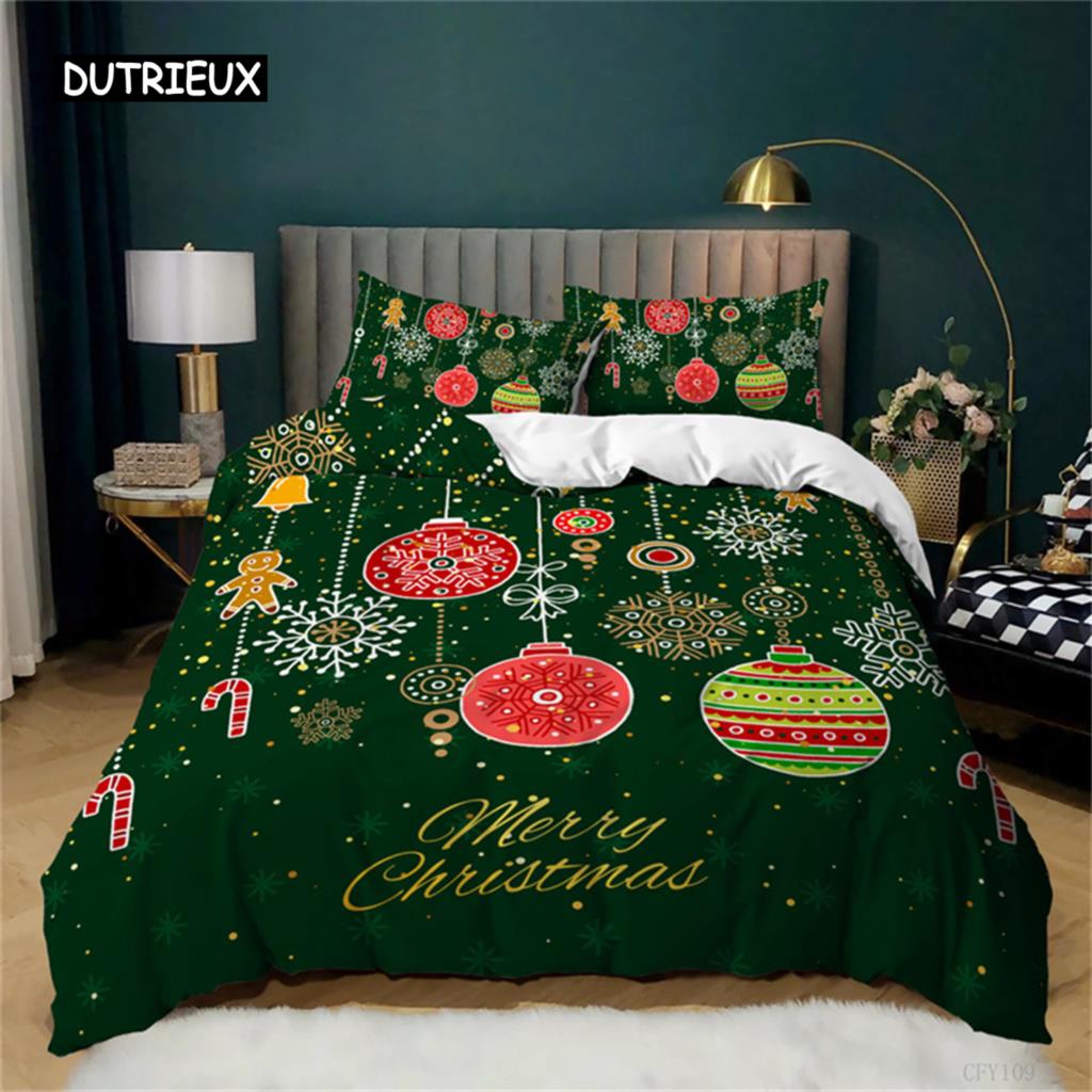 Santa Claus  or Elk Duvet Cover Bedding Set Full Queen for Boys Girls Gifts Bedroom Microfiber Comforter Cover with Pillowcases