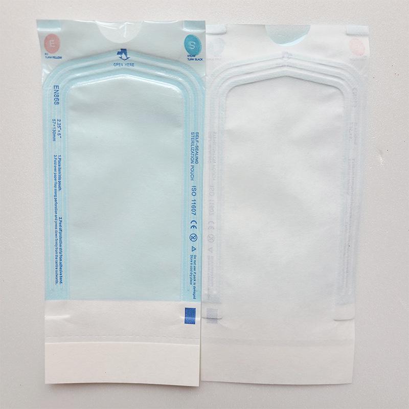Self-Adhesive Sterilization Indicator Pouch 57x130mm - Dental Self-Sealing Paper-Plastic Bag