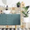 18 Pieces Bathroom Tile Stickers 15.5x15.5 Adhesive Tile Sticker Waterproof Mosaic Kitchen Tile Sheet Tile Wallpaper Moroccan Style Stair Stickers