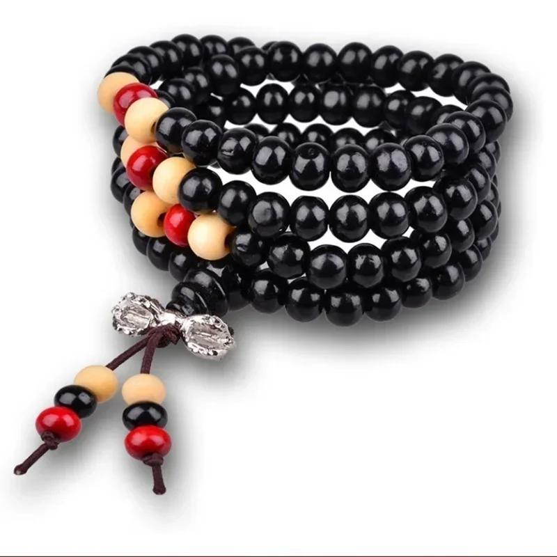 Fashion Buddhist Natural Sandalwood Buddha Meditation Wood Prayer Bead Mala Bracelet Bangles Women Men 108 Beads Accessories