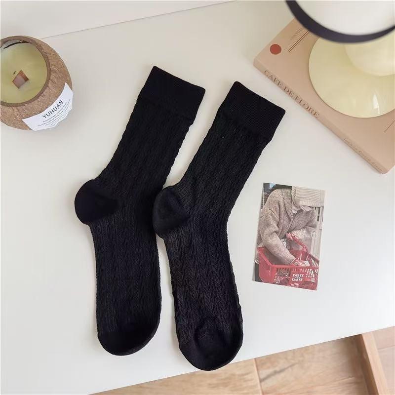 Female Spring and Summer Thin Style Pure Cotton Hemp Medium Tube Moon Cotton Socks