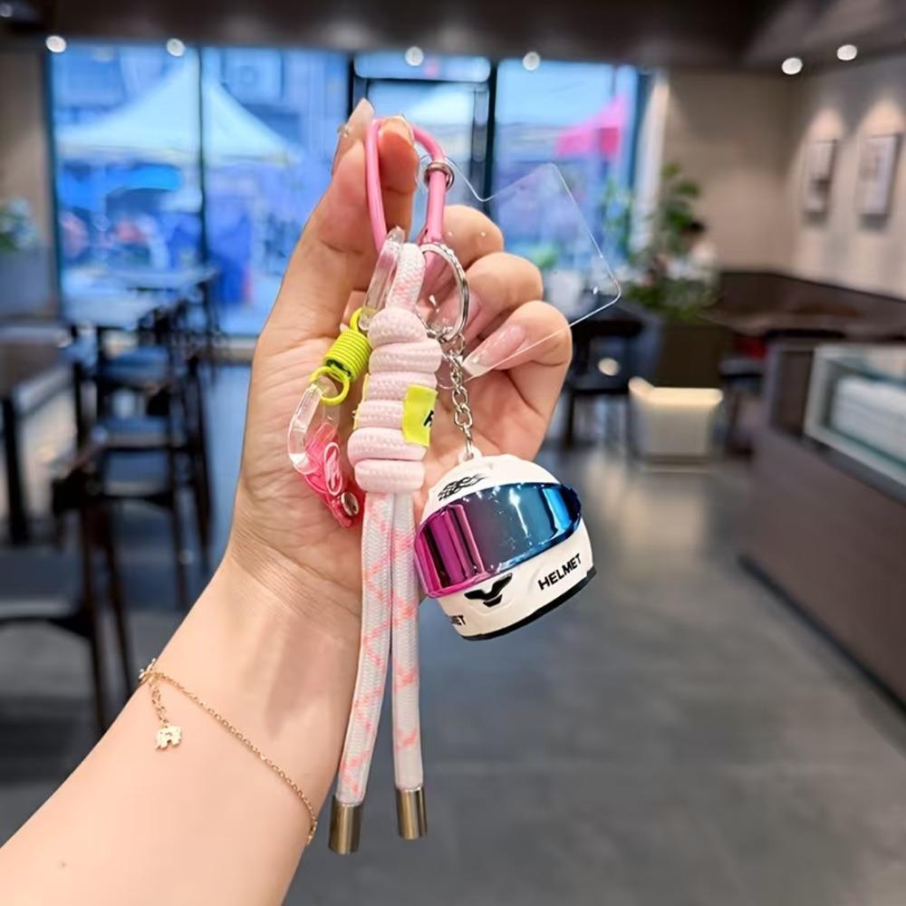 3D Motorcycle Helmet Keychain Weaving Rope Mini Helmets Keychain Helmet Key Fob Motorcycle Lovers