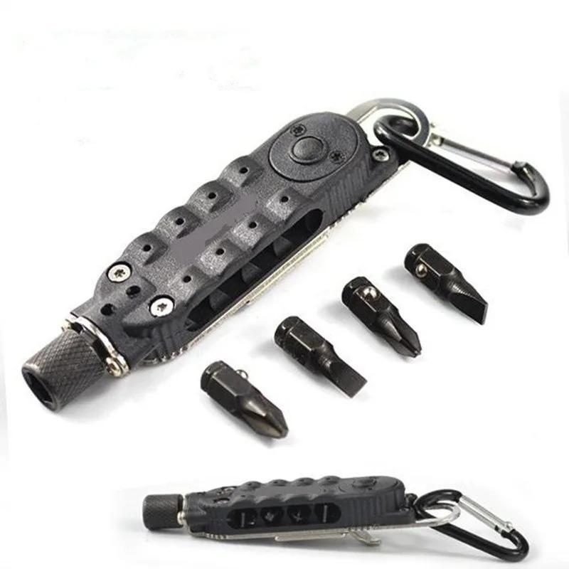 Portable Multifunctional Screwdrivers Set with Emergency Light Detachable Bits Opener Mini Spanner Kit  Key Chain Accessories