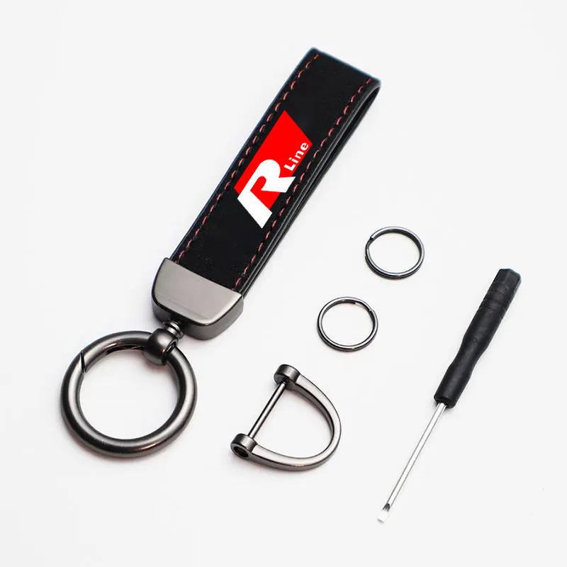 VW 3D Metal/Leather Car Logo Key Chain Keyring Pendant Auto Accessorie For !!Volkswagen VW RLine R Golf Touran ID3 Tiguan Eos Caddy FM7
