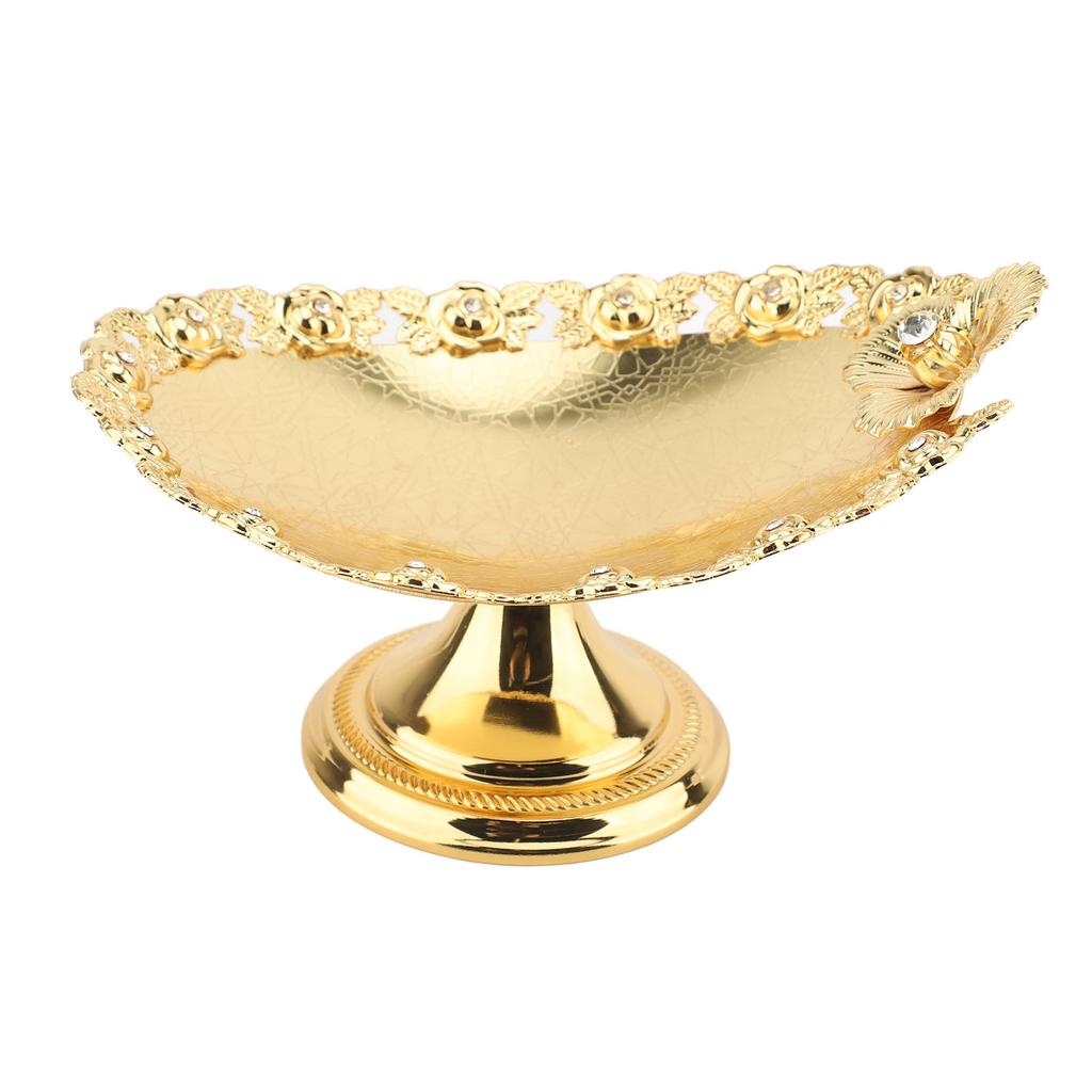 European Cake Stand Golden Fruit Tray Candy Serving Plate Oval Snack Dessert Storage Plate for Home