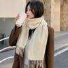 White Pure Wool Scarf Women's Winter Versatile Senior Sense Thickened Couple Scarf Dual-purpose High-end Gift