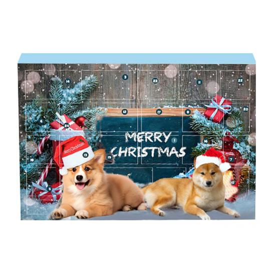 Pet Toy Advent Calendar 24-Day Christmas Countdown Calendar Cat or Dog Toy Set Safe Interactive Chew Toys Balls Collars Plush Toys for Cats