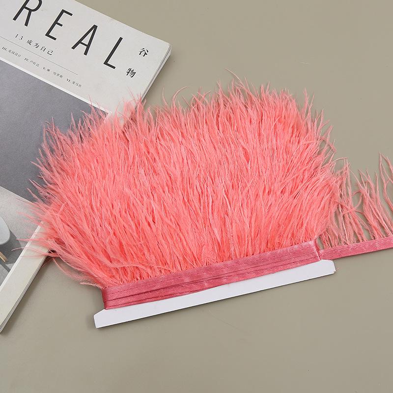 Color 8-10 Cm Ostrich Hair Cloth Edge Clothing Cuffs Hem Ostrich Feather Strips Cloth With Accessories Lace