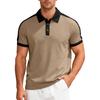 Men's T-shirt: Casual, sporty, loose-fit, two-tone, fine-ribbed, short-sleeved polo shirt with a turn-down collar