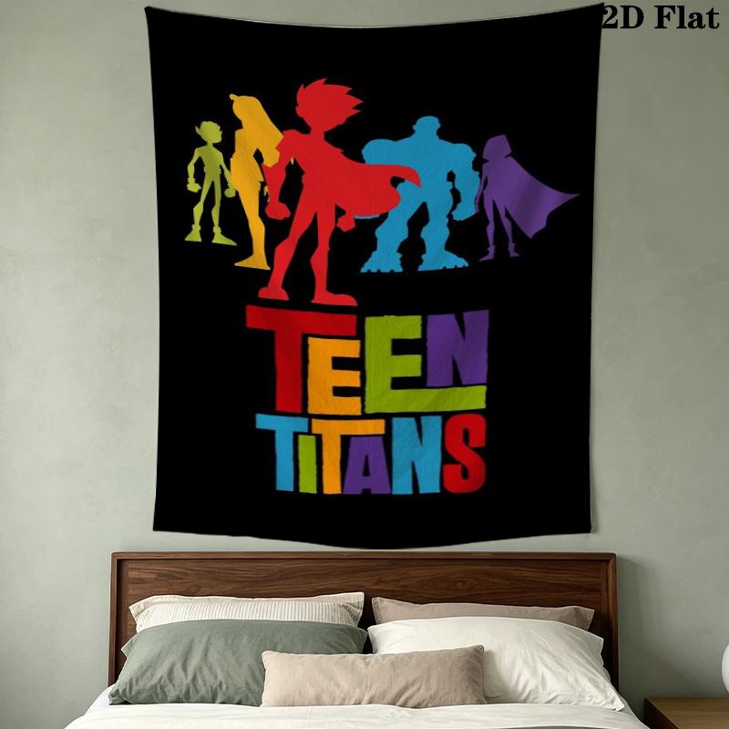 Teen Titans Wall Tapestry Aesthetic Wall Hanging Printed Fabric Blanket Decorative Tapestries For Bedroom Living Room Home Decor