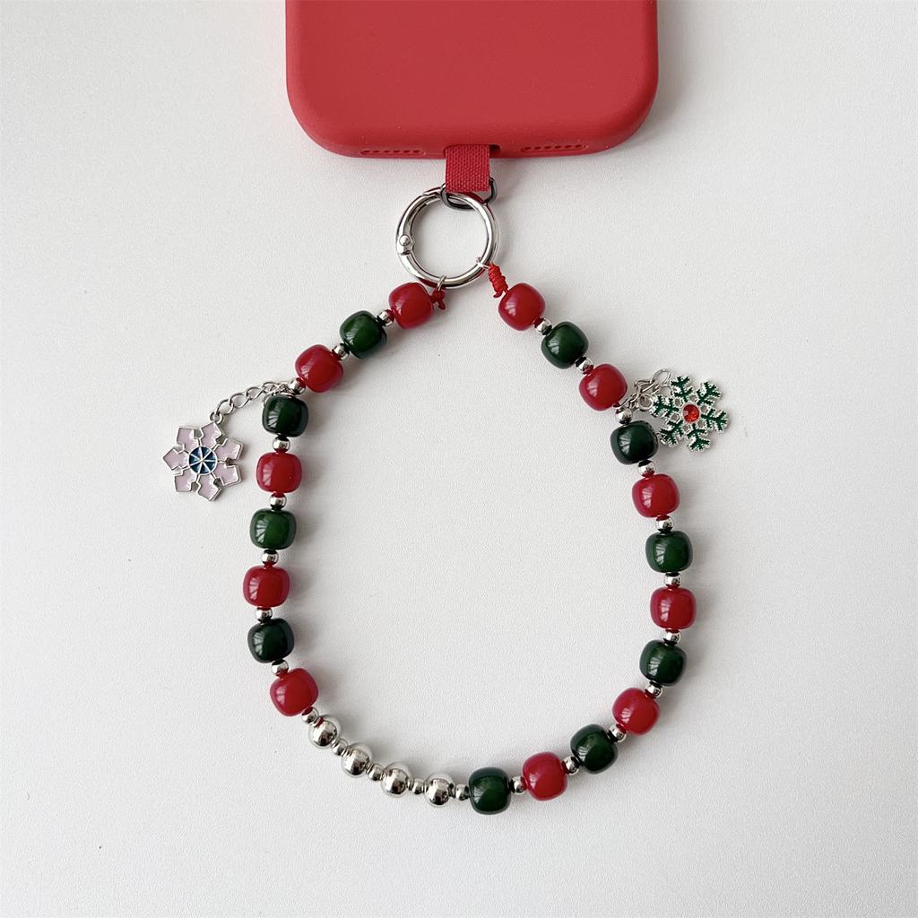 8 inch Length Handmade Beaded Christmas Phone Strap Lanyard Charm Festive Holiday Accessory Hanging Ornament Gift
