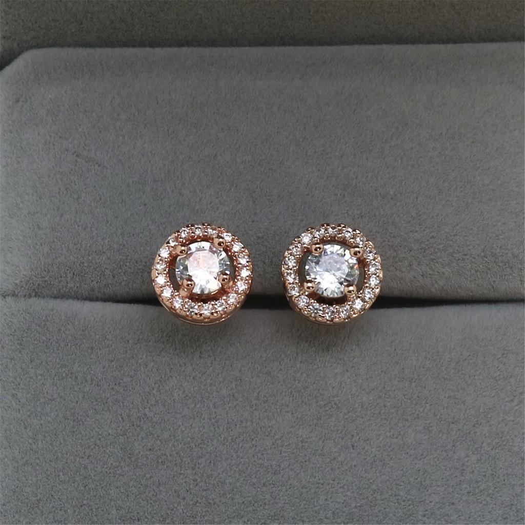Korean Full Pave Zircon Hypoallergenic Round Stud Earrings